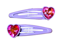 Load image into Gallery viewer, chicanduniquepack.com/ Cool Jewels Fun Pack/ Best Gifts For 10 Year Old Girls/ pink gem heart barrettes hair clips for girls/best gifts for girls