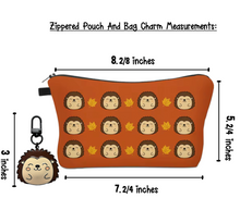 Load image into Gallery viewer, Happy Hedgehog Zippered Pouch With Bag Charm