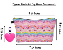 Load image into Gallery viewer, Happy Hearts Zippered Pouch With Bag Charm