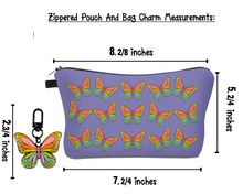 Load image into Gallery viewer, Beautiful Butterfly Zippered Pouch With Bag Charm

